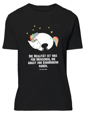 Produktbild von Mr. & Mrs. Panda Größe M T-Shirt Einhorn Nacht - Schwarz - Geschenk, Tshirt, mit Spruch, Ruhe, Unicorn, Träume, Einhörner, Herren, Shirt, Menschen