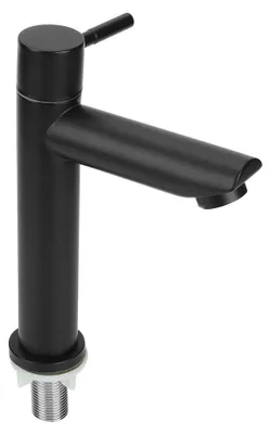 Immagine prodotto di Rubinetto per lavabo, monocomando, acqua fredda - Rubinetto in acciaio inossidabile - Rubinetto per lavabo nero - Design - Filettatura G1/2