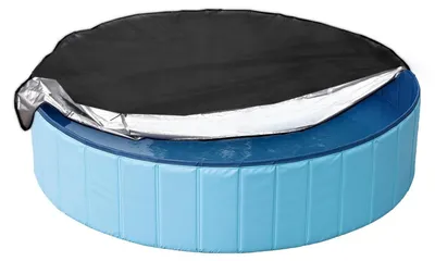 Image de Couverture pliable pour piscine pour chiens, diamètre 160 cm, en tissu Oxford avec cordon de serrage