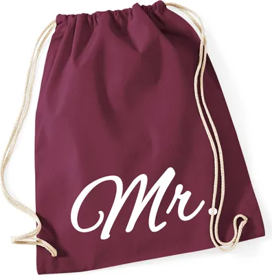 Produktbild von Huuraa Turnbeutel Mr. Schriftzug 12 Liter Burgundy Baumwolle Rucksack Geschenkidee