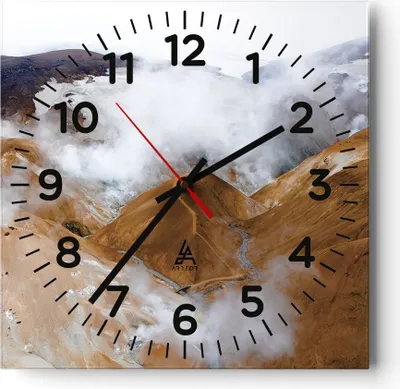 Produktbild von Wanduhr - Quadrat - Glasuhr - Berge Wolken Landschaft - 40x40cm - Schleichendes Uhrwerk - Lautlos - zum Aufhängen bereit - Dekoration Modern - Wanddekoration aus Glas - C4AC40x40-4711