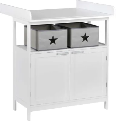 Produktbild von roba Wickelkommode 'Hamburg' mit Wickelansatz, 2 Türen, 2 Boxen & Wandbefestigung, Wickelhöhe 92 cm