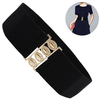 Produktbild von Breiter, elastischer Taillengürtel für Damen, Vintage-Stil, Stretch, Taillenbund mit Reißverschluss,Black