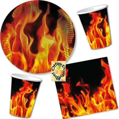 Produktbild von Lager-Feuer-Grill-Party-Set 60tlg. - für 20 Gäste 20 Teller 20 Becher 20 Servietten