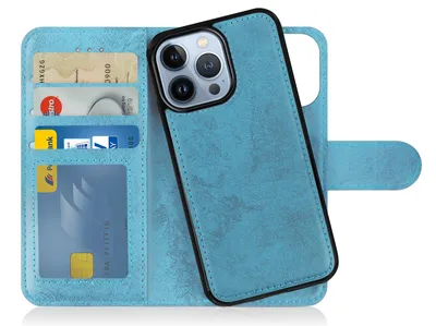 Produktbild von MyGadget Flip Case Handyhülle für Apple iPhone 14 Pro - Magnetische Hülle aus Kunstleder Klapphülle - Kartenfach Schutzhülle in Hellblau