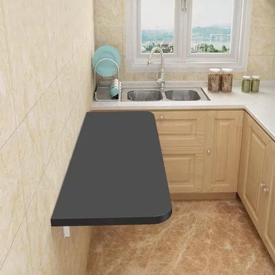 Produktbild von Wandmontierte Tafel – Klapptisch – Platzsparend – Klappbares Design – 80 x 50 cm – Schwarz