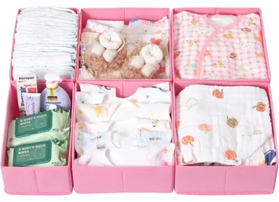 Productafbeelding van Opbergbakken set van 6 roze, geschikt voor PAX kledingkasten (75x58 cm), inklapbaar