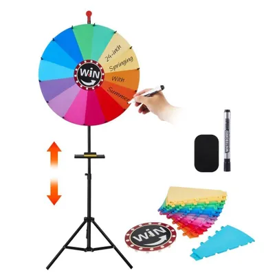Productafbeelding van Draaispel met verstelbare hoogte, speelgoed voor loterijspellen, kansspel, rad van fortuin met complete accessoires voor reclame en woordspellen