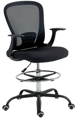 Productafbeelding van In hoogte verstelbare bureaustoel met verstelbare voetensteun en lendensteun, 62 x 59 x 119 cm, zwart