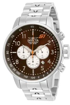 Obrázek produktu pro Invicta S1 Rally 23081 Pánské Hodinky - Quartz Hnutí - Nerezová Ocel s Hnědým Ciferníkem - 48 mm