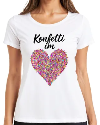 Produktbild von Konfetti Herz bunt Liebe Party Geburtstag Geschenk Valentinstag Damen T-Shirt, Weiß, M