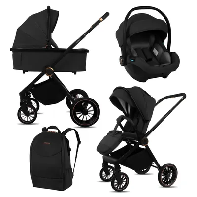Obrázok produktu pre BabyLux® Detský kočík 3 v 1 CASTOR – prechádzkový kočík, hlboká vanička, ľahký skladací set, autosedačka I-Size, 4 polohy operadla, taška na prebaľovanie a ďalšie príslušenstvo, 0–22 kg (0–4 roky), UV 50+