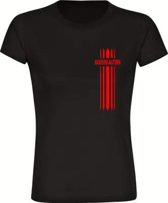 Produktbild von multifanshop Damen T-Shirt - Kaiserslautern - Streifen, schwarz, Größe XL