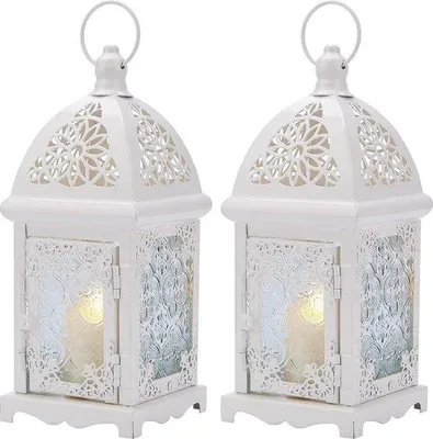 Zdjęcie produktu dla Lampa wisząca metalowa, dekoracyjna, biała, zestaw 2 sztuk