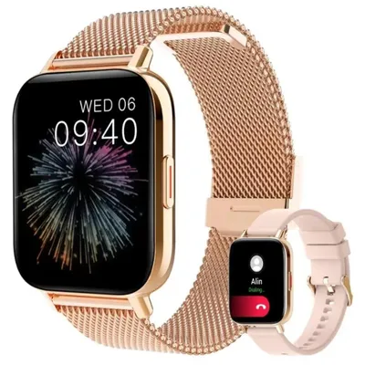 Produktbild von 2026 Smartwatch Damen mit Telefonfunktion Roségold  Herzfrequenz Blutdruck Bluetooth Anrufe Fitnessuhr Aktivitätstracker & Touchscreen  iOS Android