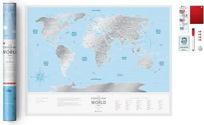 Produktbild von Weltreisekarte Silberne Welt-Rubbelkarte