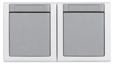 Productafbeelding van Panasonic Pacific, inbouwdoos voor vochtige ruimtes, combinatie van stopcontact en lichtschakelaar, horizontaal, IP54, grijs