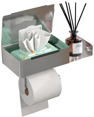 Obrázok produktu pre Držiaky na vlhký toaletný papier bez vŕtania, držiaky na vreckovky s priehradkami na vlhké papierové vreckovky, strieborné držiaky na hygienické a toaletné utierky do kuchyne a kúpeľne.