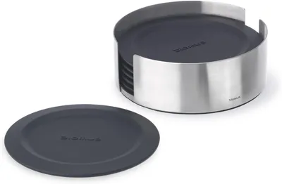 Productafbeelding van Onderzetters Lareto - Roestvrij Staal Mat - Zwart - Zilver - Set Van 6