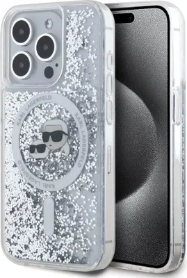 Image de Karl Lagerfeld Klhmp15Xlgkcsgh Iphone15 Pro Max 6.7 Hardcase Transparent Liquid Glitter Karl&Choupette Head Magsafe