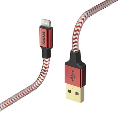 Produktbild von Lade-/Datenkabel "Reflective", Lightning, 1,5 m, Rot (00178299)
