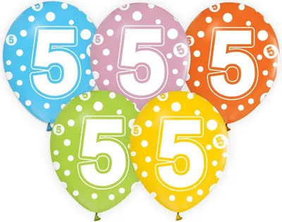 Produktbild von Ballons Nummer 5 Geburtstag 12" 5pcs Godan