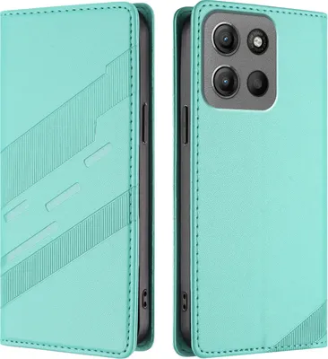 Obrázek produktu pro Pouzdro pro Motorola Moto G15,Polyuretankožené peněženkové pouzdro s přihrádkou na karty a funkcí stojánku Türkis