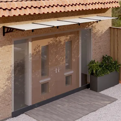 Immagine prodotto di Maison Exclusive - Tettoia per porta, nera e trasparente, 396 x 90 cm, in policarbonato