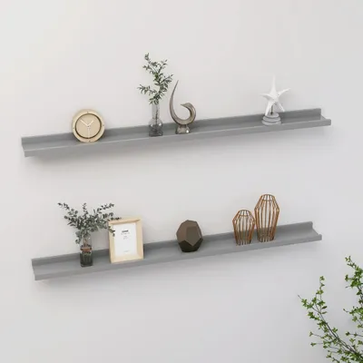 Produktbild von The Living Store Wandregale 2 Stk. Grau 100x9x3 cm