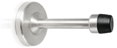 Productafbeelding van Deurstopper van roestvrij staal, 10 cm, met rubberen bumpers, voor wandmontage, geschikt voor plinten
