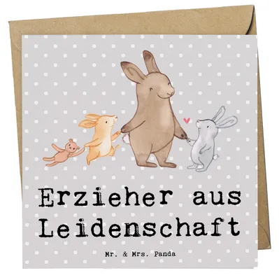 Produktbild von Mr. & Mrs. Panda Grußkarte Erzieher Leidenschaft - Grau Pastell - Geschenk, anlasskarte, Beruf, faltkarte, doppelkarte, Studium, Klappkarte, Ausbildung, Lustig, Spruch