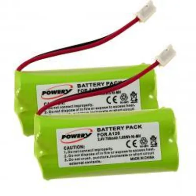 Two green battery packs with red and black wires and white connectors are shown against a white background.