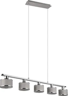 Immagine prodotto di Lampada a sospensione KAPRUN argento e tonalità argento, 5xE14x28W, metallo, dimensioni: 150x92x12 cm, IP20, Trio