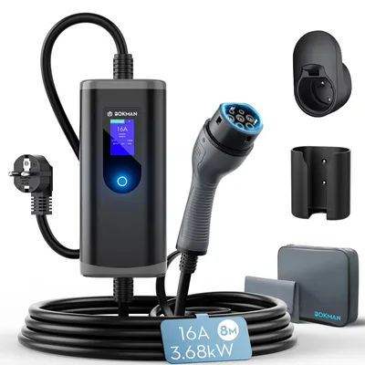 Produktbild von bokman Typ 2 Ladekabel Schuko 3,68kW 8 Meter – 3,68kW/6-16A, Größe 8M
