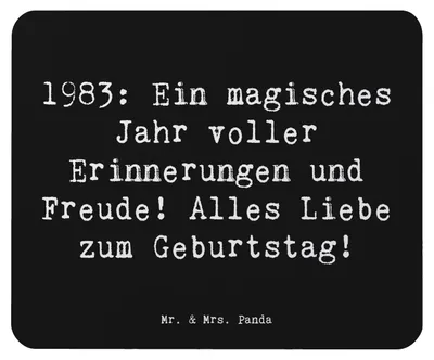 Produktbild von Mr. & Mrs. Panda Mouse Pad Spruch 1983 Geburtstagserinnerungen - Schwarz - Geschenk, Geburtstag, pc mausunterlage, Alter, Geburtstagsgeschenk, laptop mauspad, Jubiläum