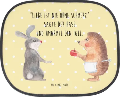 Produktbild von Mr. & Mrs. Panda Sonnenschutz Fenster Auto Hase Igel - Gelb Pastell - Geschenk, Trösten, hitzeschutz, Kfz, und, Lustige Sprüche, für, Herzschmerz, Autoscheiben, saugnapf