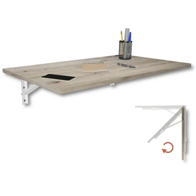 Produktbild von Wandklapptisch Schreibtisch Tischplatte 80x50 cm in Eiche astig Klapptisch Esstisch Küchentisch für Wand stabiler Bartisch Stehtisch Wandtisch Tisch