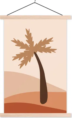 Produktbild von MuchoWow® Textilposter Sommer - Palme - Pastell 60x90 cm mit holzfarbenen Rahmen - Textil