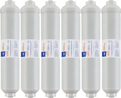 Image de Swan Inline charbon actif avec ions d'argent filtre à eau antibactérien 10 pouces pour osmose inverse, système de filtration, filtre de réfrigérateur (externe), raccord 1/4" pouce (6,35 mm), 6 pièces