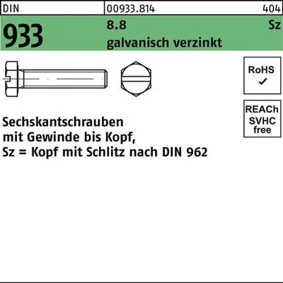 Produktbild von Reyher  Sechskantschrauben DIN 933 8.8 M 4x12 -Sz vz 009338140040012 (500 Stück)