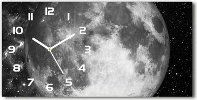 Produktbild von Wanduhr aus Glas – 60x30 cm - Glasbild - Glasuhr - Gehärtetes Glas - weisse-zeiger - Mond
