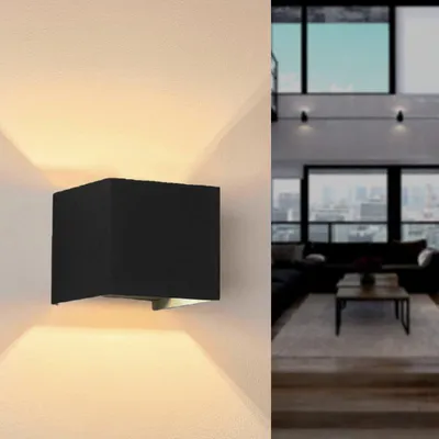 Image de Applique Murale Noire Design LED 6W IP54 Carré - Blanc Neutre 4000K - 5500K