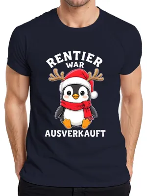 Produktbild von Rentier war t Pinguin Weihnachten lustig Geschenk Herren T-Shirt, Navy, S