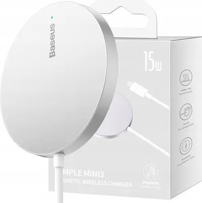 Obrázek produktu pro Baseus Rychlá magnetická indukční nabíječka 15W Odolná stříbrná