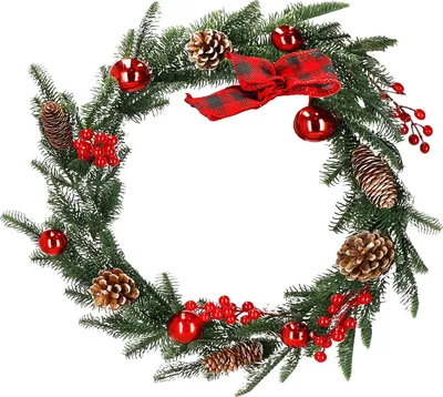Image de SPRINGOS Guirlande de Noël Guirlande décorative 150 cm avec ruban de neige artificielle Boules de Noël Sorbiers d'oiseaux Guirlande décorative murale