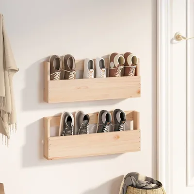 Produktbild von vidaXL Wand-Schuhregale 2 Stk. 59x9x23 cm Massivholz Kiefer