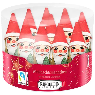 Zdjęcie produktu dla Riegelein Father Christmas z filcowym kapeluszem 10 sztuk okrągła puszka 140g