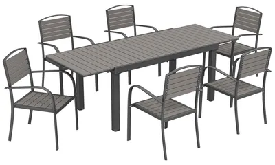 Produktbild von 7-teiliges Essset für den Außenbereich, ausziehbarer Tisch und 6 Stühle