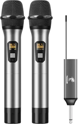 Produktbild von TONOR TW-630 Funkmikrofon Set kabellos, 2 UHF Mikrofone wiederaufladbarer Empfänger, 60 m Reichweite, für Karaoke, DJ, Hochzeit, Party & Bühne