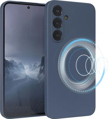Produktbild von EAZY CASE - Silikonhülle magnetisch für Samsung Galaxy S25 FE, Hülle Silikon, weich stoßfeste Magnet Handyhülle, Schutzhülle mit Kameraschutz, TPU Bumper in Dunkelblau